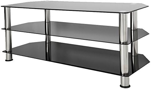 OSPI 3 Tier Black Glass 120 cm TV Stand for 32-70"-Inch LED/LCD TV ; L120cm x D 40cm x H50cm