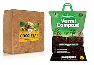 TWO COCOPEAT BLOCKS - EXPAND TO 100 Lt COCO PEAT POWDER, by Casa De Amor, Retains Moisture, Makes Soil Structure Healthier, Contains Important Nutritents, GOOD FOR ORGANIC TERRACE / BALCONY GARDENS, FOR VEGETABLES, FRUITS, FLOWERS