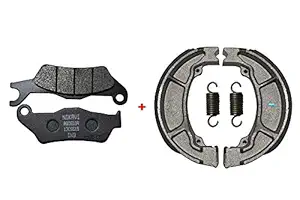 NIKAVI Front & Rear (Combo) Brake Pad + Brake Shoe Set Compatible for Honda Unicorn (DP2+BSS01)