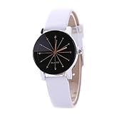 Webla Frauen-Quarz-Dial Uhr Leder Armbanduhr runde Gehäuse Xr1565 Konvexe kleine Gürteluhr weiß (Weiß)