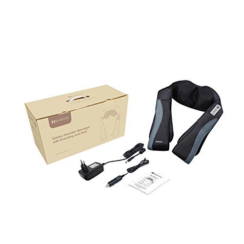 MARNUR Nackenmassagegerät Schultermassagegerät Elektrisch Massager Massagegerät Shiatsu Masseur mit Wärmefunktion 3D-Rotation Massageköpfen mit Auto-Adapter für Nacken Schulter Rücken im Büro Zuhause und Auto - 7