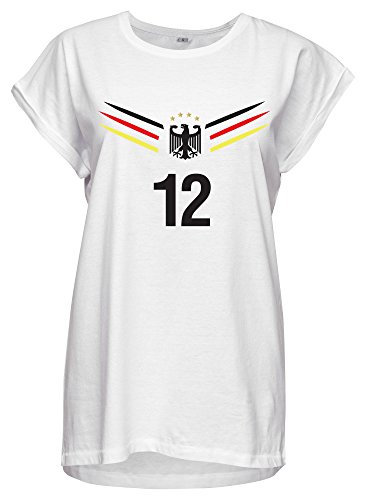 Loomiloo Damen Fußball WM EM Deutschland T-Shirt bedruckbar mit Wunschname & Nummer Frauen Shirt S