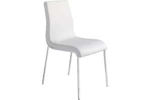 AC ANGEL CERDÁ Angel CERDÁ | Silla de Comedor tapizada Polipiel, Patas Acero Cromado, Estilo Moderno
