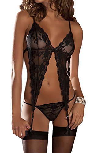 Lingerie Lace Hycg Set -  Black - One size