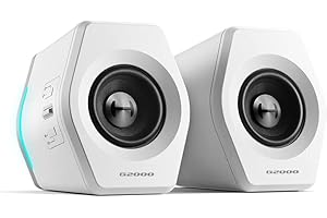 EDIFIER Hecate G2000 - Enceintes Gaming Actives RVB, Bluetooth 5.0, Entrées AUX, USB, 32W, Blanc
