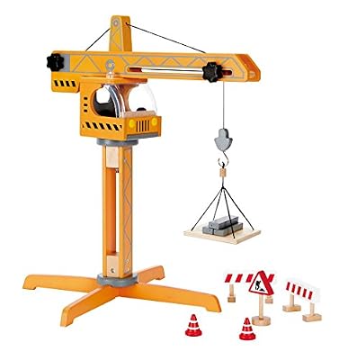 Hape - E3011 - Jeu d'Imitation en Bois - Le Chantier - Grue Élévatrice