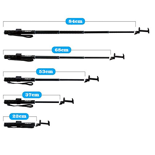 Selfie palo  Foneso Selfie Bluetooth Selfie Stick Monopod Profesional Ajustable Auto-bloqueo con control remoto para Smartphones y GoPro Negro
