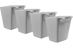 Rikyo Paquete de 4 soportes para colgar tazas,accesorios para carrito de ruedas10,9 x 10,9 cm,contenedores para colgar cubos,soporte para lápices de maquillaje, contenedor de cocina colgante (gris)