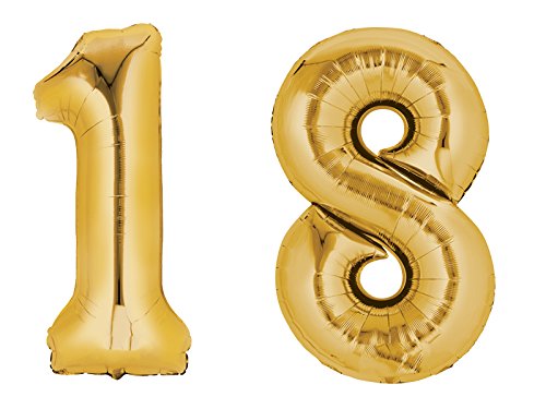 Folienballon Set "Zahl - 18 - Gold" - Figur - 40 cm - partydiscount24®