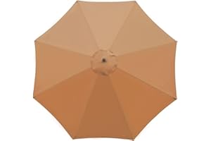 SMLJFO Ersatz-Sonnenschirm-Überdachung mit 8 Rippen, 3 m, Markttisch-Regenschirm, wasserdicht, UV-Schutz, Khaki