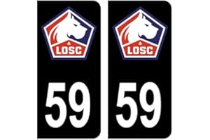 HADEXIA Autocollants Stickers Plaque immatriculation 59 Club LOSC Lille Olympique Sporting Club Foot Noir
