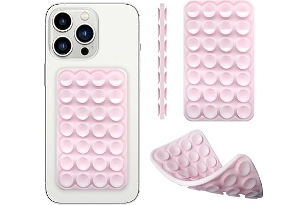 ClickCase Silicone Double-Sided Suction Cup Phone Case Detachable Mount,28 Strong Suction for iPhone & Android Phone, Hands-Free Phone Holder for Selfies and Videos (Baby Pink)
