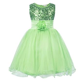 JerrisApparel Robe de princesse, robe de fête, en tulle avec fleur et paillettes pour fille, Abricot, 5 ans JerrisApparel Robe de princesse, robe de fête, en tulle avec fleur et paillettes pour fille, Abricot, 5 ans