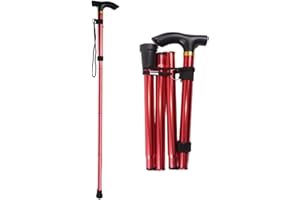 RHOMBA Folding Walking Stick for Seniors, Walking Stick Men Black Walking Stick Women's Height Adjustable Folding Walking Stick T-Handle for Elderly Disabled Men Women
