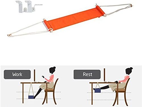 DRcore Foot Rest, Adjustable Desk Hammock Mini Foot Hammock Stand for Home and Office (Orange)