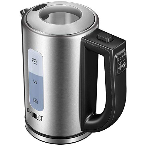 PHONECT - Hervidor de agua de acero inoxidable (2200 W, filtro integrado, 1,7 L)
