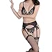 Produktbild Reizwäsche Damen Felicove, Verführerische Spitze durch ein Drei-Punkte-Strumpfband mit Sexy Dessous-Set Reizwäsche Strapse Wäsche Strümpfe Nachtwäsche Corsagen Mieder Dessous Set Strapsgürtel Set