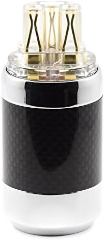 HiFiKing High-End Carbon Fiber Shell Rhodium IEC Plug Connector, Gold Plated Contacts, Transparent
