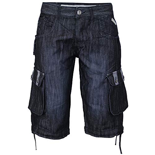 Denim Crosshatch Pantalones Cortos Cargo de hombre Vaqueros Combat Jeans de Verano Casual