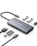 Anker Hub premium USB-C Power Delivery 100W 7-en-1 Anker - Adaptateur 100W avec 2 ports USB C, 1 x HDMI 4K, 2 x USB 3.0, lecteurs MicroSD/SD pour MacBook Pro 2016/2017/2018, Chromebook, XPS