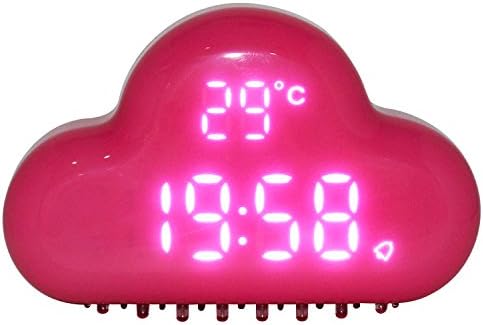 GANGHENGYU Home Travel Alarm Clock, DC Powered Creative Mini Clouds Clock Sound Control Digital Home Desktop Wall Clock Led Time and Temperature Display Snooze Function (Orange)