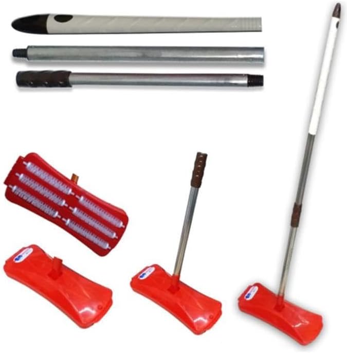 Efsane Temizlikçi Pratik Süpürge 6 Fırçalı Gırgır 3 Kademe 110 cm Metal Saplı Portatif Süpürücü