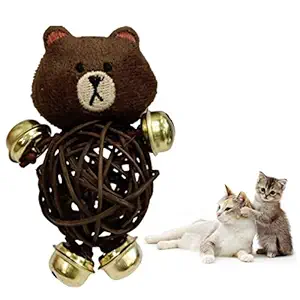 Kiki N Pooch Cat Teaser Toy Wooden Bell Ring Funny Rattle Cat Toy - Design May Vary