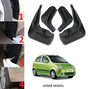 Cartek Mud Flap / Mud Guard (O.E.M Type) for Chevrolet Spark (Set of 4 Pcs.) (Black)