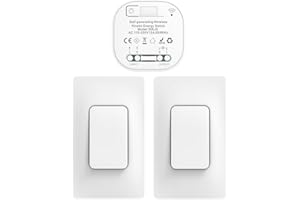 Cerhot interruttore radio 230 V, interruttore della luce senza batteria, set di interruttori della luce radiocomandati, pulsante radio, interruttore radio da parete per luci (US 1 Gang 2V1 A)