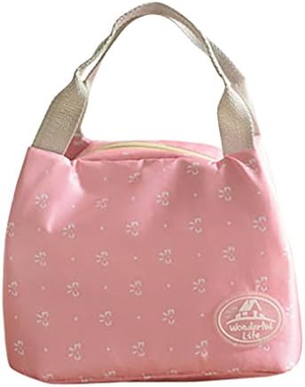 Clearance Internet Lunch Bag,Insulated Cold Canvas Stripe Picnic Carry Case Thermal Portable Lunch Bag Convenient Storage Bag Picnic Lunch Pouch Handbag Container (23.5*15.5*30cm, Hot pink)