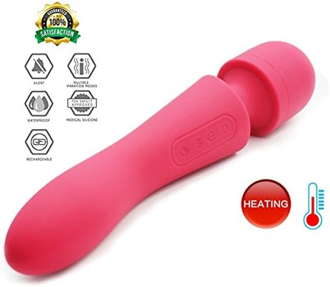Massager Dual Independent Motor Wand Massager -with Tail Heating Therapeutic - Muscle &amp; Sports Recovery - Full Silicone Massage for Women or Couples-Muscle Movement Recovery Massager