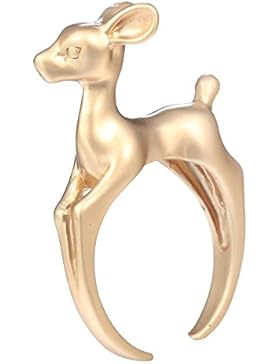 Bambi 3D Bambee Tier Ringe für Frauen-Mädchen-Hochzeits-Band Vintage Ring Haustier-Liebhaber-Geschenk Chic Schmuck