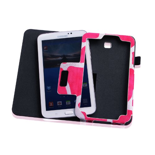 Fintie Samsung Galaxy Tab 3 7.0 (7 Zoll) SM-T210 SM-T211 Hülle Case – Slim Fit Folio Bookstyle Kunstleder Schutzhülle Cover Tasche mit Ständerfunktion und Stylus-Halterung, Giraffe Pink - 6