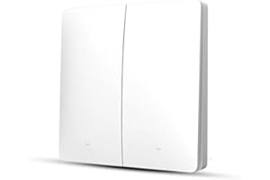 FUCHSWERK Set di pulsanti radio da parete, interruttore della luce con ricevitore, portata 30 m, senza fili, senza batterie cinetiche | 2 pulsanti