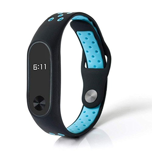 Slopow Xiaomi Mi Band 2 Bracelet étanche en silicone de remplacement, Xiaomi Bandeau de remplacement réglable, Bracelet de remplacement pour Bracelet Xiaomi Band 2 (Bleu)