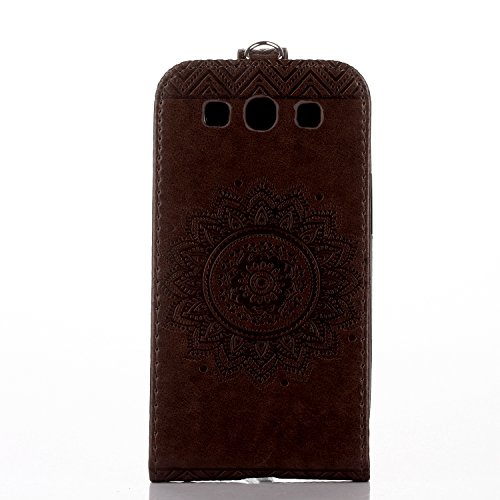 Galaxy S3 Hülle,Galaxy S3 Neo Hülle,Leder Hülle für Galaxy S3 / S3 Neo,ikasus® Prägung Floral Spitze Blumen Mandala Muster PU Lederhülle Flip Hülle im Bookstyle Cover Schale Slim Fit Soft Silikon Magnetverschluss Schutzhülle PU Leder Hülle Flip Wallet Case Kunstleder Tasche Cover mit Standfunktion und Kartenfächer Tasche Wallet Case für Samsung Galaxy S3 i9300 / Galaxy S3 Neo i9301 – Braun - 3