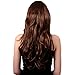 Bigood 68cm Temperament Natural Inclined bang long curly Dark brown wig