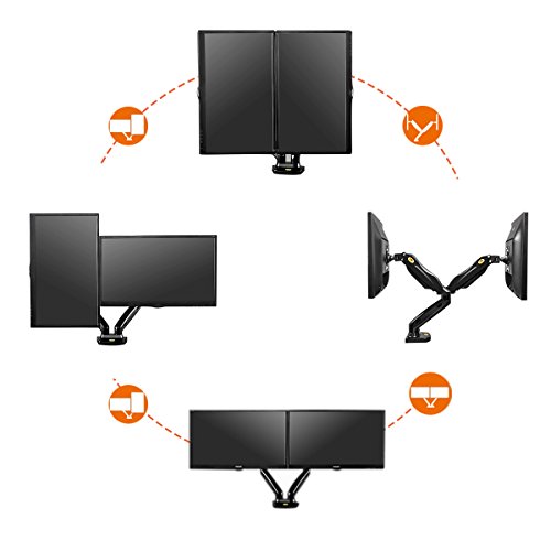 Cusfull Dual Tischhalterung Monitorhalterung Monitor Ständer Schwenkbarme für 2 LCD LED Monitore 17“-27“ – Einstellbar VESA 75 / 100 - 5