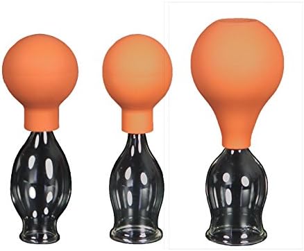Lauschaer Glas Set of 3 cupping glasses with ball 15-20-25 mm for professional, medical, fireless cupping, mouth-blown, hand-shaped, cupping glass, cupping glasses, original