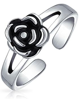Bling Jewelry 925er Sterling-Silber Blume Midi-Ring Verstellbar Rose Toe Ringe