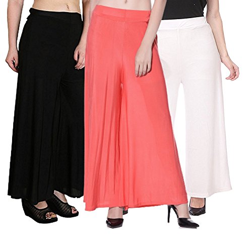 Rooliums Womens Malai Lycra Palazzo (RÂ®HRPALAZZO3PEBW, Multicolor, Pack of 3) RS.419 (68.00% Off) - Amazon