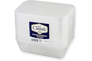 Euro Classic 10-Pack Rectangular Plastic Food Containers with Leak-Proof Lids Microwave, Fridge, and Freezer Safe – Recyclable, Washable, Meal Prep Storage Tubs