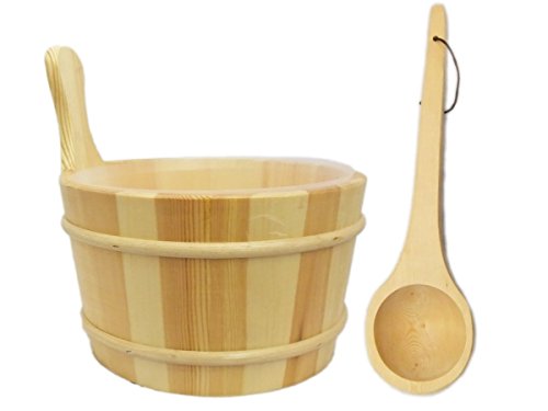 Sauna Set 10 teilig – Saunaufguss Saunakübel Saunakelle Sanduhr Thermohygrometer Saunazubehör - 2