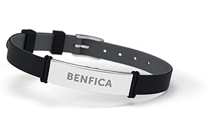 Sport Lisboa e Benfica Pulseira Fashion Preta Ajustable pour Homem, Mulher et Criança | Bracelet en Silicone et Aço Inoxydable | Apoie ou Benfica COM um Produit Officiel | SLB