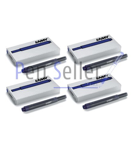 Lamy T10: Vier Päckchen mit 5 Tintenpatronen, Farbe: blau-schwarz (insgesamt 20 Tintenpatronen)
