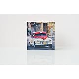 Oldtimer Havanna Kuba Foto auf Holz, im Quadrat, 8 x 8 cm