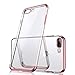 Produktbild SXUUXB Hülle für iPhone 8Plus, Ultra Dünne Transparent Weiche Silikon Schutzhülle mit Überzug Farbig Rahmen für Apple iPhone 7Plus/8Plus 5.5 Zoll (Roségold) + 1 x Freie Halterung (Farbe Zufällig)
