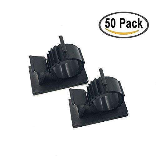E-db - Clips de cable autoadhesivos ajustables, 50 unidades, 3 m, para oficina, casa, coche, ordenador, televisión, electricidad