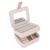 Estilo: Moderno SODIAL Pequenos Accesorios de Viaje Caso de Almacenamiento de Joyas Cofre de Cuero de LA PU Anillo Pendiente Organizador Bolso de Regalo para el Cumpleanos de la Boda (Rosa)