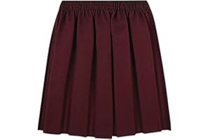 ZRWASKA® Girls Back to School Uniform Skirt - Box Pleated - Elasticated Waist Round Bottom Skirt Uniform | Age 4-18 Years
